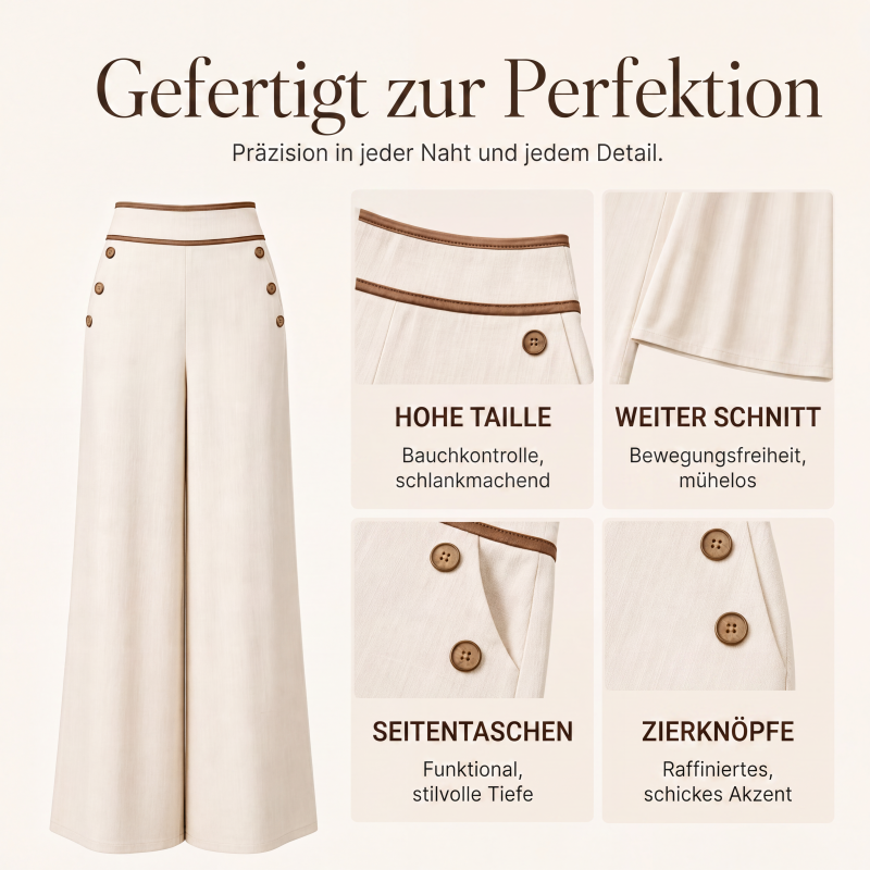 ✨Damen-Hochweitbund-Hosen mit kontrastierenden Besätzen