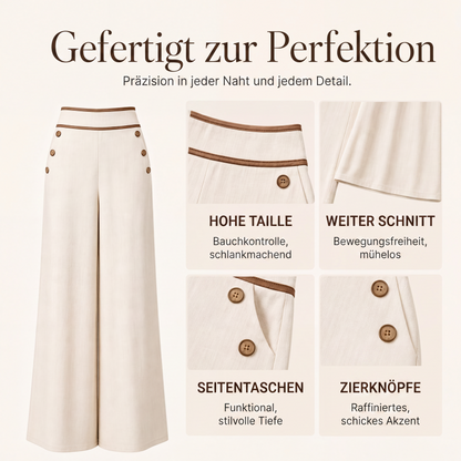 ✨Damen-Hochweitbund-Hosen mit kontrastierenden Besätzen