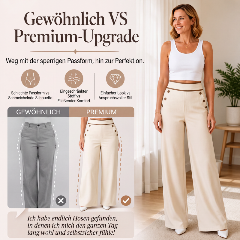 ✨Damen-Hochweitbund-Hosen mit kontrastierenden Besätzen