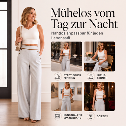✨Damen-Hochweitbund-Hosen mit kontrastierenden Besätzen