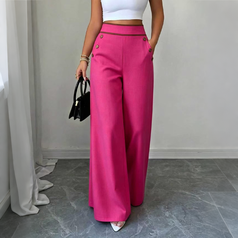 ✨Damen-Hochweitbund-Hosen mit kontrastierenden Besätzen