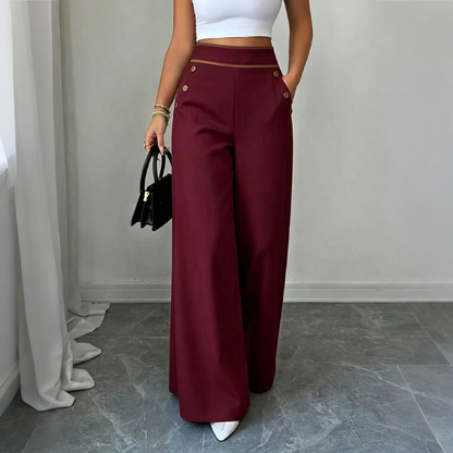 ✨Damen-Hochweitbund-Hosen mit kontrastierenden Besätzen