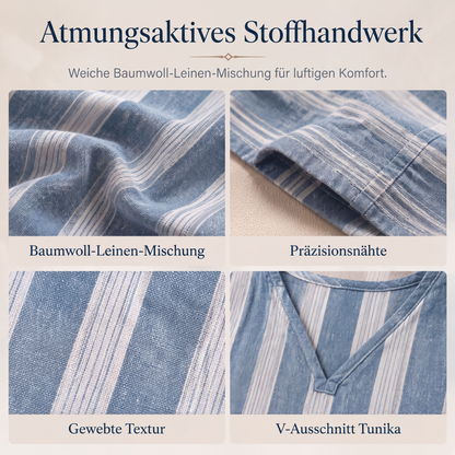 👗Locker sitzendes gestreiftes 2-teiliges Freizeitset mit V-Ausschnitt für Damen