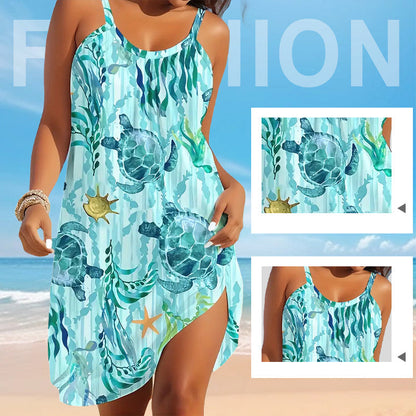 👗 Sommerliches Strandkleid im Ozean-Print – Strapless, luftig & leicht | Perfekt für Strand, Urlaub & heiße Tage – Einfach anziehen & wohlfühlen