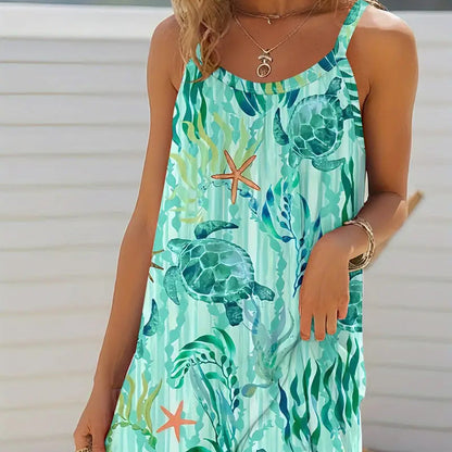 👗 Sommerliches Strandkleid im Ozean-Print – Strapless, luftig & leicht | Perfekt für Strand, Urlaub & heiße Tage – Einfach anziehen & wohlfühlen