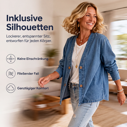🌸 Kragenlose Strickjacke – Leichter Materialmix, bequemer Schnitt & zeitloses Design – Perfekt für die Übergangszeit & als Layering-Piece versandfrei