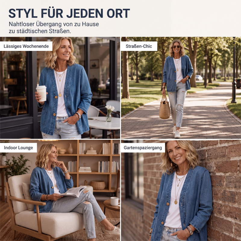 🌸 Kragenlose Strickjacke – Leichter Materialmix, bequemer Schnitt & zeitloses Design – Perfekt für die Übergangszeit & als Layering-Piece versandfrei