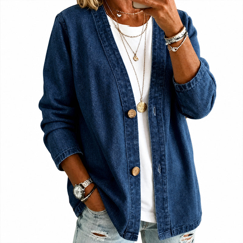 🌸 Kragenlose Strickjacke – Leichter Materialmix, bequemer Schnitt & zeitloses Design – Perfekt für die Übergangszeit & als Layering-Piece versandfrei
