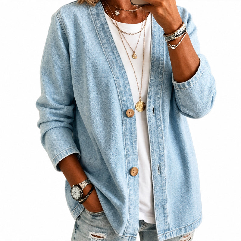🌸 Kragenlose Strickjacke – Leichter Materialmix, bequemer Schnitt & zeitloses Design – Perfekt für die Übergangszeit & als Layering-Piece versandfrei