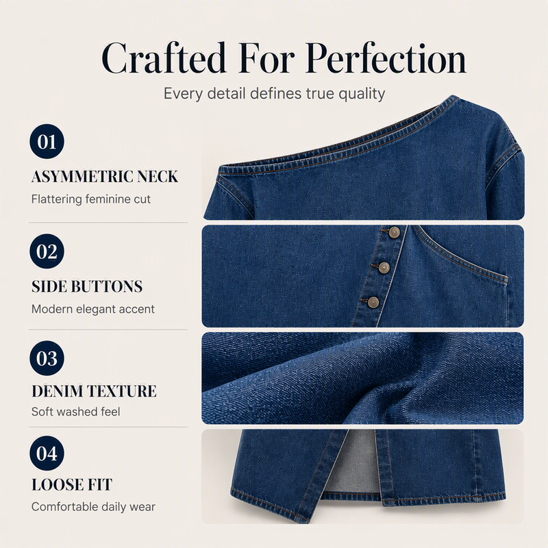 ✨🛍️Neu eingetroffen – Off-Shoulder-Kleid aus Denim – lockere Passform & trendiger Schnitt