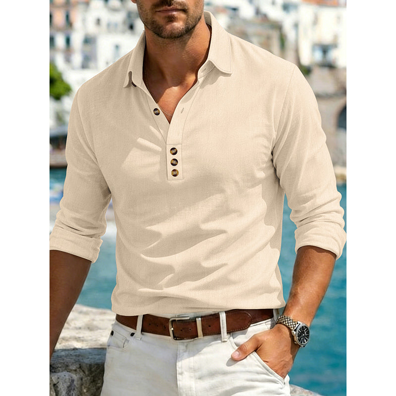Herren Langarm Button-Up Kragenhemd