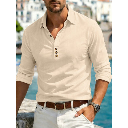 Herren Langarm Button-Up Kragenhemd