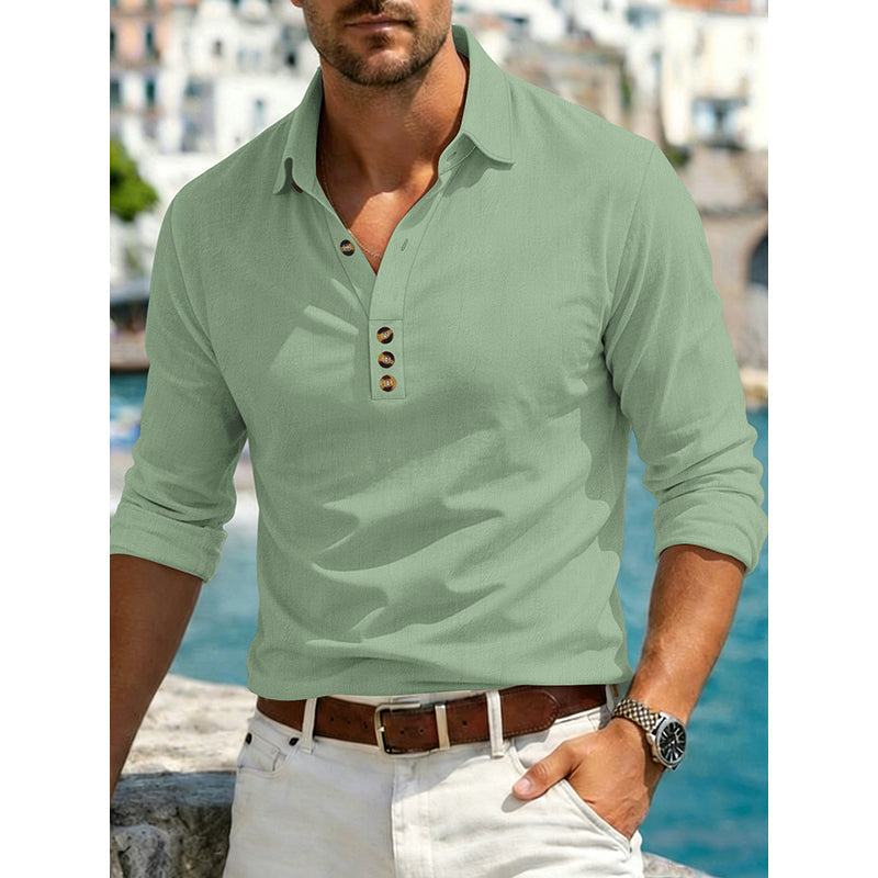 Herren Langarm Button-Up Kragenhemd