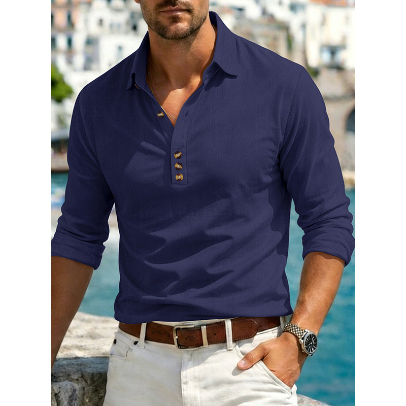 Herren Langarm Button-Up Kragenhemd