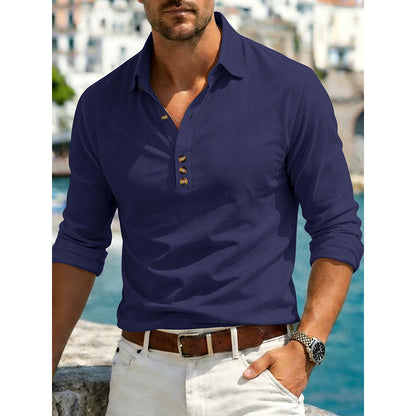 Herren Langarm Button-Up Kragenhemd