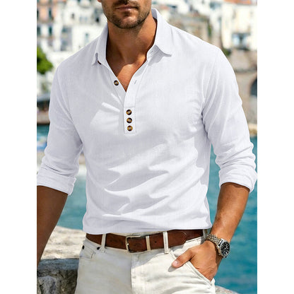 Herren Langarm Button-Up Kragenhemd