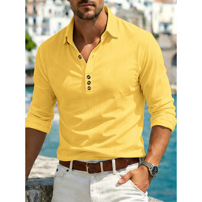 Herren Langarm Button-Up Kragenhemd