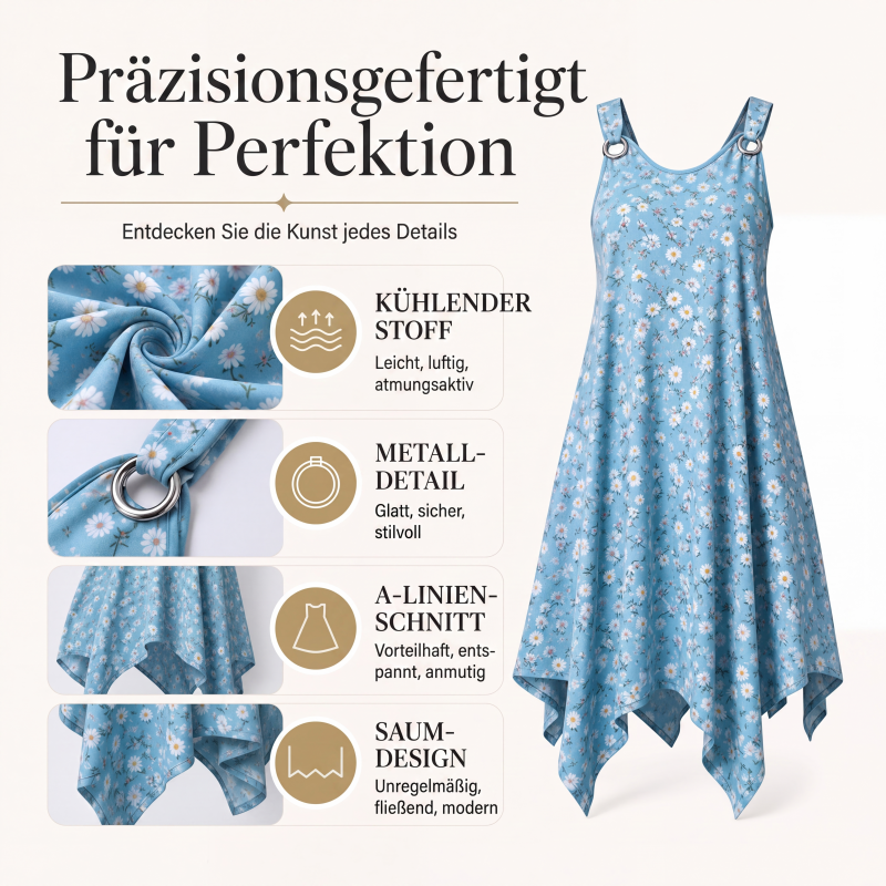 ✨🛍️Neu eingetroffen – Ärmelloses Maxikleid mit Gänseblümchen-Print – Atmungsaktiver Komfort & ungezwungene Urlaubsstimmung
