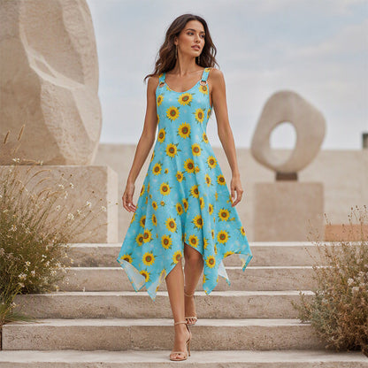 ✨🛍️Neu eingetroffen – Ärmelloses Maxikleid mit Gänseblümchen-Print – Atmungsaktiver Komfort & ungezwungene Urlaubsstimmung