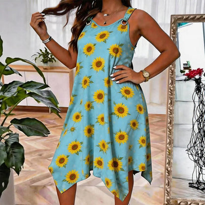 ✨🛍️Neu eingetroffen – Ärmelloses Maxikleid mit Gänseblümchen-Print – Atmungsaktiver Komfort & ungezwungene Urlaubsstimmung