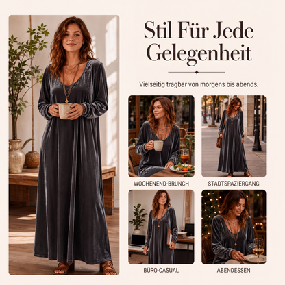 🌸 Langarm-Maxikleid für Damen – Leichter, atmungsaktiver Stoff & femininer Schnitt – Ideal für Frühling, Herbst & elegante Abende