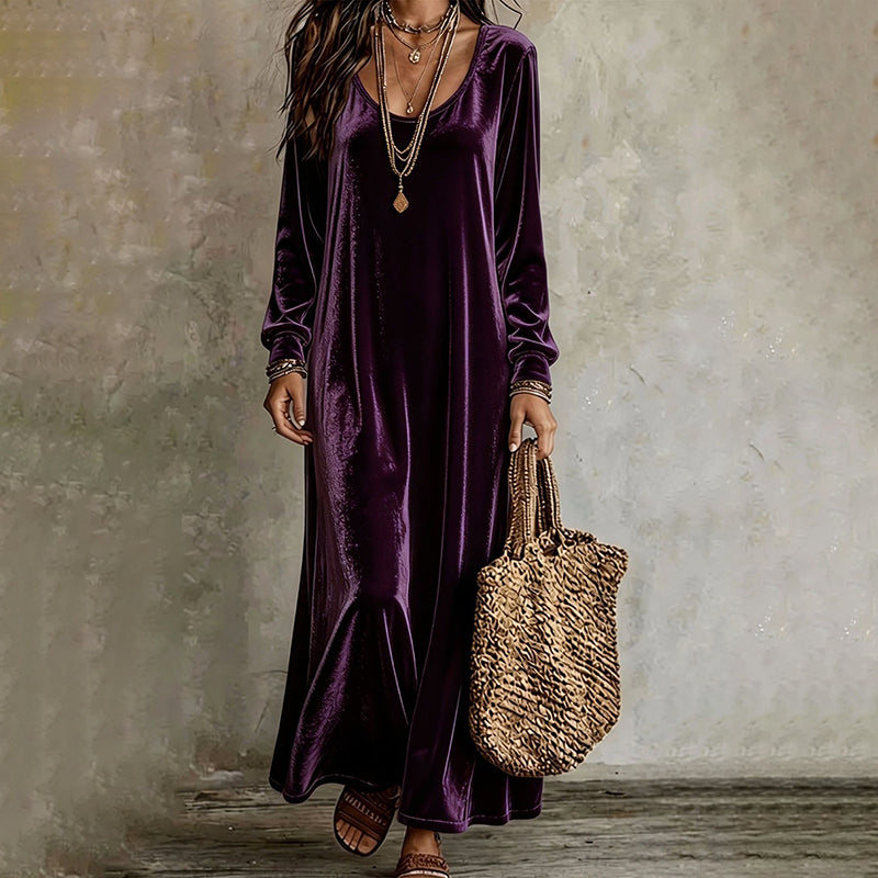 🌸 Langarm-Maxikleid für Damen – Leichter, atmungsaktiver Stoff & femininer Schnitt – Ideal für Frühling, Herbst & elegante Abende