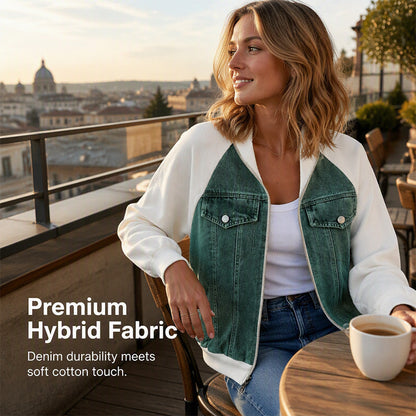 📢📢50% Rabatt!!! 🎉✨ NEUHEIT: Damen-Jacke aus kreativem Denim-Splicing – Modische Denim-Splicing-Jacke, edgy Streetwear-Design und weicher Stoff – perfekt für einen coolen Look im Alltag & in der Freizeit. Jetzt -50%!