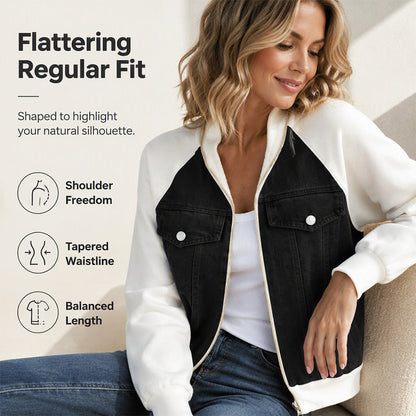 📢📢50% Rabatt!!! 🎉✨ NEUHEIT: Damen-Jacke aus kreativem Denim-Splicing – Modische Denim-Splicing-Jacke, edgy Streetwear-Design und weicher Stoff – perfekt für einen coolen Look im Alltag & in der Freizeit. Jetzt -50%!