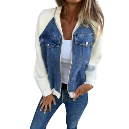 📢📢50% Rabatt!!! 🎉✨ NEUHEIT: Damen-Jacke aus kreativem Denim-Splicing – Modische Denim-Splicing-Jacke, edgy Streetwear-Design und weicher Stoff – perfekt für einen coolen Look im Alltag & in der Freizeit. Jetzt -50%!