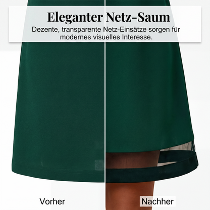 🌸 A-Linien-Kleid mit Spitzenärmeln – Leichter, fließender Stoff & femininer Wasserfallausschnitt – Ideal für warme Tage & festliche Anlässe