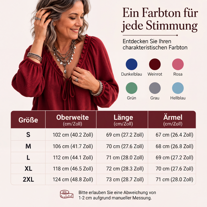 👚 Locker sitzende Damenbluse mit Rüschen & Bindekragen – Romantischer Look, weicher Stoff & vielseitig kombinierbar | Perfekt für Alltag, Büro & besondere Anlässe – Jetzt -50%!