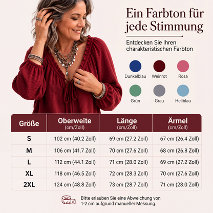 👚 Locker sitzende Damenbluse mit Rüschen & Bindekragen – Romantischer Look, weicher Stoff & vielseitig kombinierbar | Perfekt für Alltag, Büro & besondere Anlässe – Jetzt -50%!