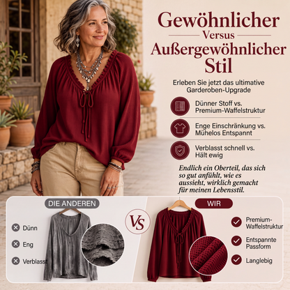 👚 Locker sitzende Damenbluse mit Rüschen & Bindekragen – Romantischer Look, weicher Stoff & vielseitig kombinierbar | Perfekt für Alltag, Büro & besondere Anlässe – Jetzt -50%!