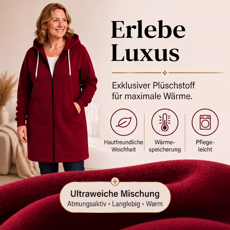 🔥✨Fleece-Kapuzenpullover mit Reißverschluss für Damen