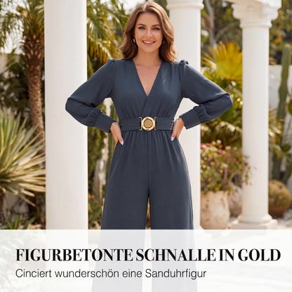 👗 Eleganter Jumpsuit mit V-Ausschnitt, weitem Bein & Gürtel – Figurschmeichelnd, vielseitig & stilvoll | Perfekt für Büro, Events & besondere Anlässe – Jetzt -50%