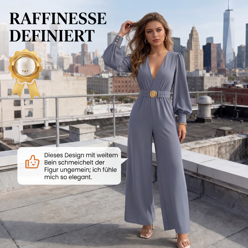 👗 Eleganter Jumpsuit mit V-Ausschnitt, weitem Bein & Gürtel – Figurschmeichelnd, vielseitig & stilvoll | Perfekt für Büro, Events & besondere Anlässe – Jetzt -50%