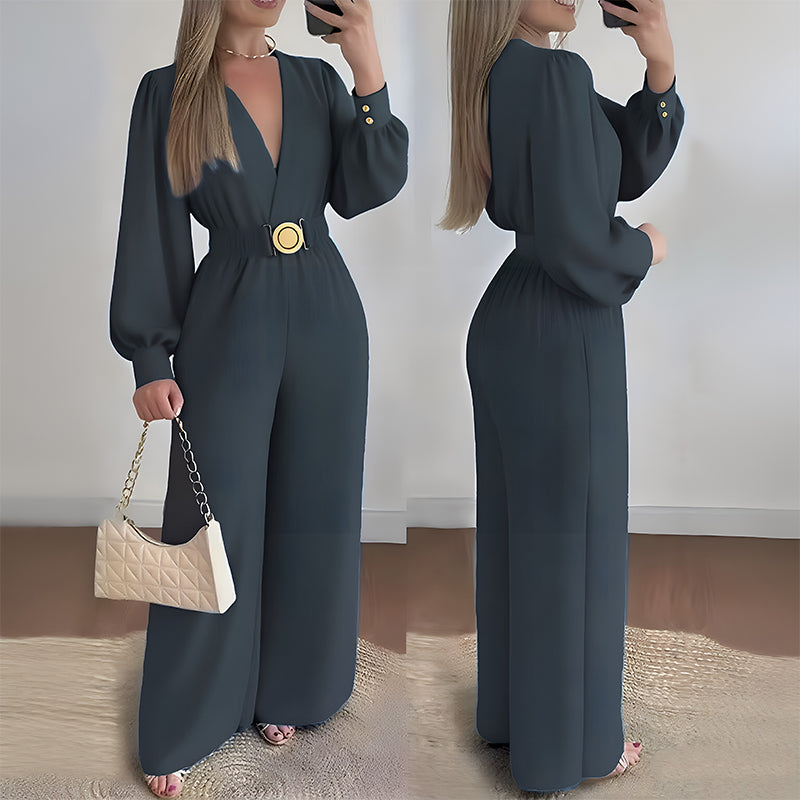 👗 Eleganter Jumpsuit mit V-Ausschnitt, weitem Bein & Gürtel – Figurschmeichelnd, vielseitig & stilvoll | Perfekt für Büro, Events & besondere Anlässe – Jetzt -50%