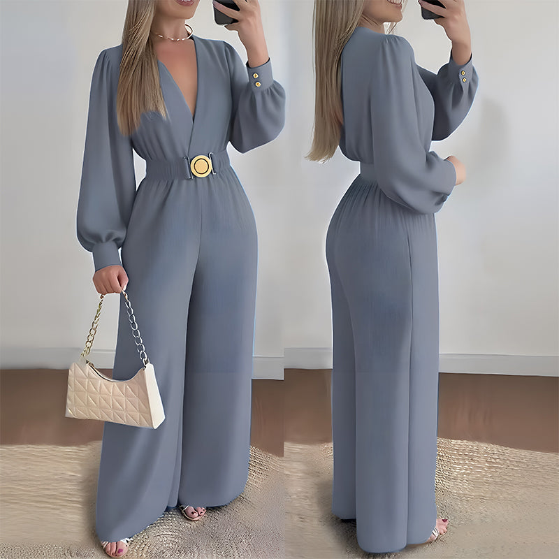 👗 Eleganter Jumpsuit mit V-Ausschnitt, weitem Bein & Gürtel – Figurschmeichelnd, vielseitig & stilvoll | Perfekt für Büro, Events & besondere Anlässe – Jetzt -50%