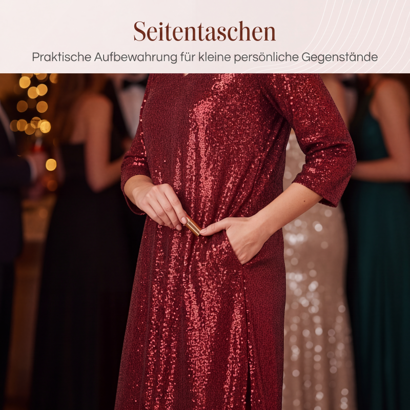 ✨ Damen Paillettenkleid mit V-Ausschnitt – Funkelndes Design, femininer Schnitt & perfekt für besondere Anlässe | Ideal für Partys, Hochzeiten & festliche Abende – Jetzt -50%!
