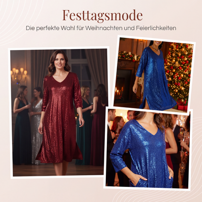 ✨ Damen Paillettenkleid mit V-Ausschnitt – Funkelndes Design, femininer Schnitt & perfekt für besondere Anlässe | Ideal für Partys, Hochzeiten & festliche Abende – Jetzt -50%!