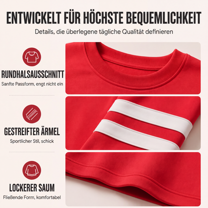 Oversize Gestreifter Damen-Pullover mit Rundhalsausschnitt