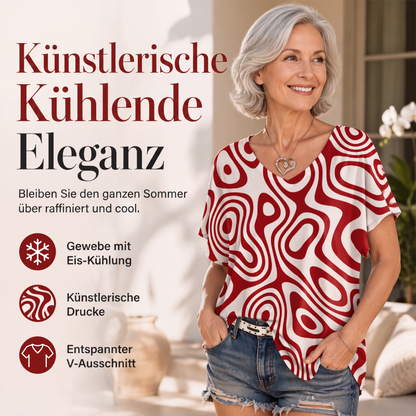 🙌 70% Wiederkaufquote – Qualität überzeugt! Damen V-Ausschnitt T-Shirt mit Ice-Cooling Effekt und Print