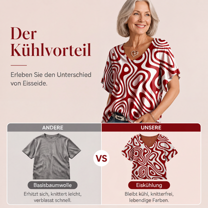 🙌 70% Wiederkaufquote – Qualität überzeugt! Damen V-Ausschnitt T-Shirt mit Ice-Cooling Effekt und Print