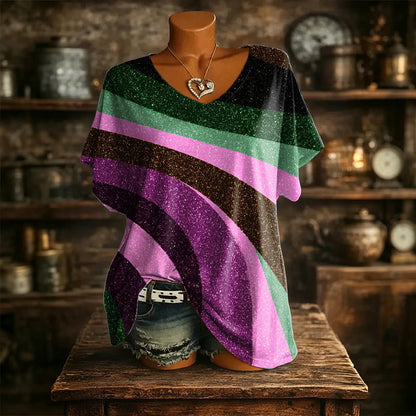 🙌 70% Wiederkaufquote – Qualität überzeugt! Damen V-Ausschnitt T-Shirt mit Ice-Cooling Effekt und Print