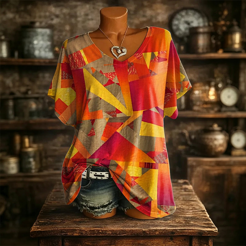 🙌 70% Wiederkaufquote – Qualität überzeugt! Damen V-Ausschnitt T-Shirt mit Ice-Cooling Effekt und Print