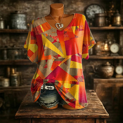 🙌 70% Wiederkaufquote – Qualität überzeugt! Damen V-Ausschnitt T-Shirt mit Ice-Cooling Effekt und Print