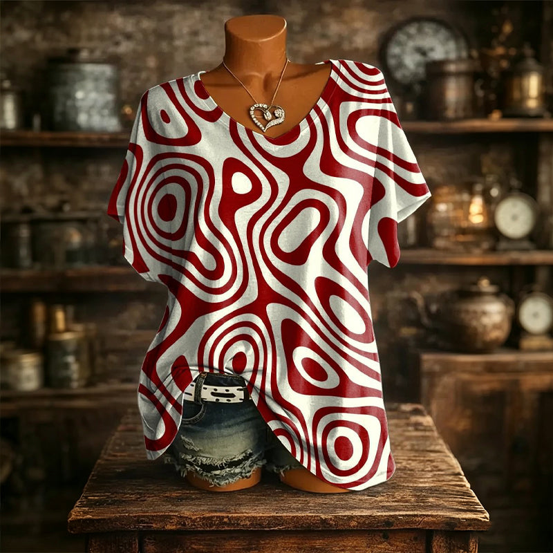 🙌 70% Wiederkaufquote – Qualität überzeugt! Damen V-Ausschnitt T-Shirt mit Ice-Cooling Effekt und Print