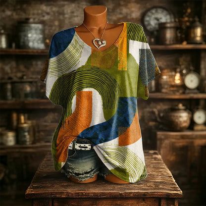 🙌 70% Wiederkaufquote – Qualität überzeugt! Damen V-Ausschnitt T-Shirt mit Ice-Cooling Effekt und Print