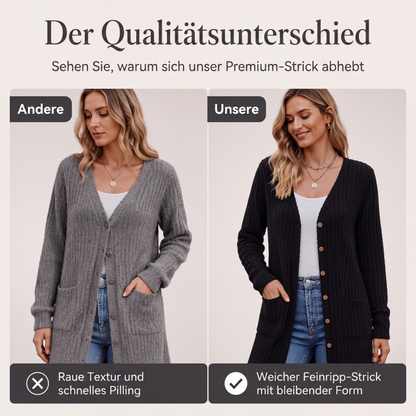 Strickjacke in mittellanger Länge mit Taschen
