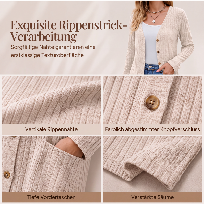 Strickjacke in mittellanger Länge mit Taschen